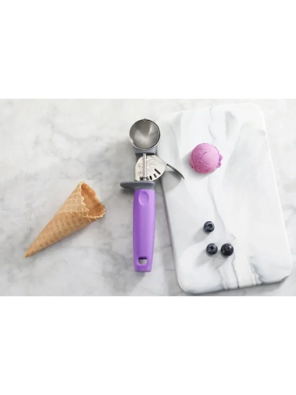 Commercial-Grade Ice Cream Scoop & Food Disher - #40, Stainless Steel, Purple